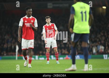 Londra, Regno Unito. 03rd Nov 2022. Kieran Tierney of Arsenal durante la partita della UEFA Europa League tra l'Arsenal e il FC Zurich presso l'Emirates Stadium di Londra, Inghilterra il 3 novembre 2022. Foto di Joshua Smith. Solo per uso editoriale, licenza richiesta per uso commerciale. Non è utilizzabile nelle scommesse, nei giochi o nelle pubblicazioni di un singolo club/campionato/giocatore. Credit: UK Sports Pics Ltd/Alamy Live News Foto Stock