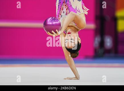 Alexandra Agiurgiupulese in Italia durante i Campionati Mondiali di Ginnastica ritmica del 37th alla National Gymnastics Arena di Baku, Azerbaigian, il 20 settembre 2019. (Foto di Ulrik Pedersen/NurPhoto) Foto Stock