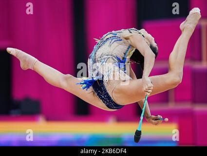 Alexandra Agiurgiupulese in Italia durante i Campionati Mondiali di Ginnastica ritmica del 37th alla National Gymnastics Arena di Baku, Azerbaigian, il 20 settembre 2019. (Foto di Ulrik Pedersen/NurPhoto) Foto Stock