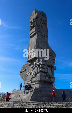 Monumento dei difensori Westerplatte è visto a Danzica, Polonia il 7 maggio 2017 (Foto di Michal Fludra/NurPhoto) Foto Stock