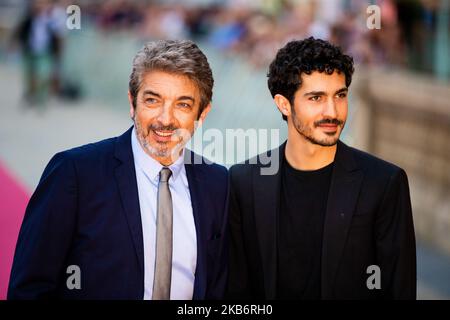 Ricardo Darin e Chino Darin parteciperanno alla prima "la Odisea de Los Giles (eroico perdenti)" durante il 67th° Festival del Cinema di San Sebastian nella città basca settentrionale spagnola di San Sebastian il 23 settembre 2019. (Foto di Manuel Romano/NurPhoto) Foto Stock