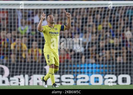 Santi Cazorla di Villarreal agdurante la partita Liga tra FC Barcelona e Villarreal CF a Camp Nou il 24 settembre 2019 a Barcellona, Spagna. (Foto di Jose Breton/Pics Action/NurPhoto) Foto Stock