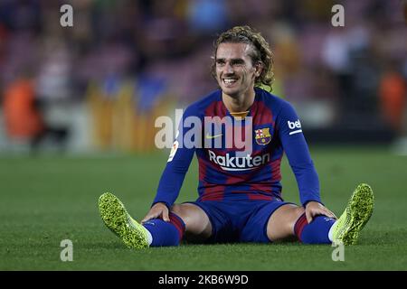 Antoine Griezmann di Barcellona reagisce durante la partita Liga tra FC Barcelona e Villarreal CF a Camp Nou il 24 settembre 2019 a Barcellona, Spagna. (Foto di Jose Breton/Pics Action/NurPhoto) Foto Stock