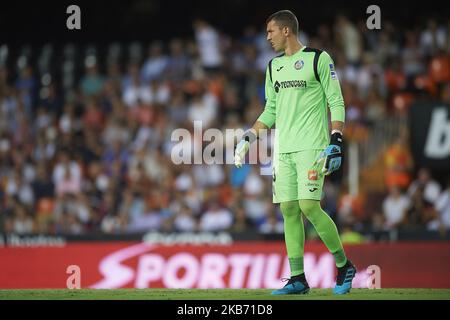 David Soria di Getafe durante la partita Liga tra Valencia CF e Getafe CF all'Estadio Mestalla il 25 settembre 2019 a Valencia, Spagna. (Foto di Jose Breton/Pics Action/NurPhoto) Foto Stock