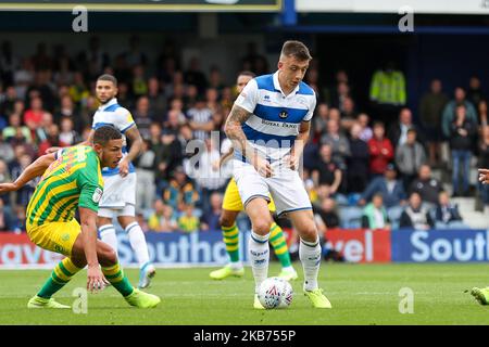 Queens Park Rangers Jordan Hugill durante la prima metà della partita del campionato Sky Bet tra Queens Park Rangers e West Bromwich Albion al Kiyan Prince Foundation Stadium, Londra, sabato 28th settembre 2019. (Foto di John Cripps/MI News/NurPhoto) Foto Stock