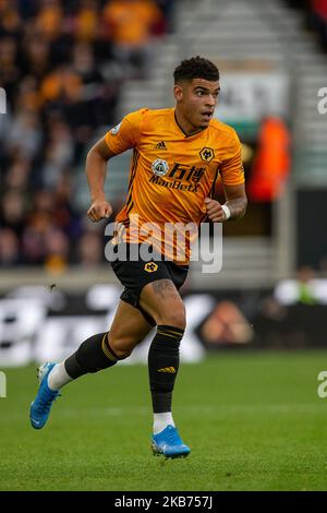 Morgan Gibbs-White di Wolverhampton Wanderers durante la partita della Premier League tra Wolverhampton Wanderers e Watford a Molineux, Wolverhampton, sabato 28th settembre 2019. (Credit: Alan Hayward | MI News) solo per uso editoriale, è richiesta una licenza per uso commerciale. (Foto di MI News/NurPhoto) Foto Stock