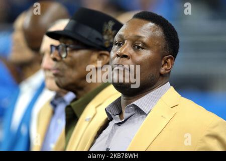 Former Detroit Lions running back Barry Sanders is seen during the first half of an NFL football game against the Kansas City Chiefs in Detroit, Michigan USA, on Sunday, September 29, 2019 (Photo by Jorge Lemus/NurPhoto) Foto Stock