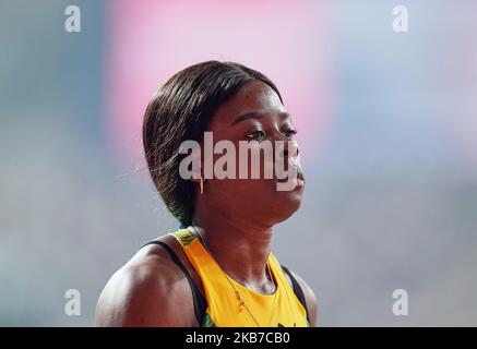 Shaunae Miller-Uibo delle Bahamas gareggia nei 200 metri per le donne durante i Campionati Mondiali di Atletica IAAF 17th allo Stadio Khalifa di Doha, in Qatar, il 1 ottobre 2019. (Foto di Ulrik Pedersen/NurPhoto) Foto Stock