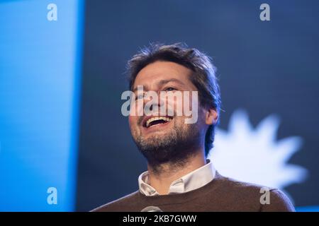 Matias Lammens presso la sede del partito ''Frente de Todos'' durante i Primari aperti simultanei e obbligatori (PASO) il 12 agosto 2019, a Buenos Aires, Argentina. (Foto di Matias Baglietto/NurPhoto) Foto Stock