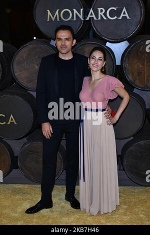 Fernando Rovzar, Barbara Mori posa per le foto durante un tappeto rosso della serie TV Monarca di Netflix prima ad Antiguo Colegio de San Ildefonso il 10 settembre 2019 a Città del Messico, Messico (Foto di Eyepix/NurPhoto) Foto Stock