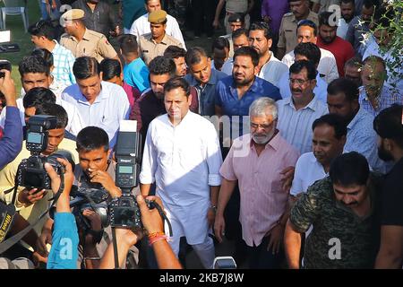 Rajasthan Lok Sabha Speaker CP Joshi con il leader del Congresso Vaibhav Ghelot arrivano dopo essere stati eletti come nuovo presidente della Rajasthan Cricket Association , a Jaipur, Rajasthan, India, 04,2019 ottobre.(Foto di Vishal Bhatnagar/NurPhoto) (Foto di Vishal Bhatnagar/NurPhoto) Foto Stock