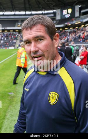 Nigel Clough, manager di Burton Albion, prima della partita della Sky Bet League 1 tra MK Dons e Burton Albion allo stadio MK di Milton Keynes sabato 5th ottobre 2019. (Foto di John Cripps/MI News/NurPhoto) Foto Stock