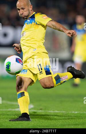 Cristian Galano di Pescara Calcio 1936 durante la partita italiana della Serie B 2019/2020 tra Ascoli Calcio 1898 FC e Pescara Calcio 1936 allo Stadio Cino e Lillo del Duca il 06 ottobre 2019 ad Ascoli Piceno. (Foto di Danilo di Giovanni/NurPhoto) Foto Stock