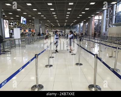 Bangkok, Thailandia, 08 ottobre 2019 : Imigration view all'aeroporto internazionale di Bangkok. Vista della vita quotidiana alla città di Bangkok in Thailandia. Anche se una delle città più inquinate del mondo, Bangkok è una delle città più vivide del mondo. (Foto di Donal Husni/NurPhoto) Foto Stock