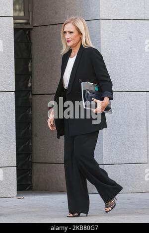 La politica Cristina Cifuentes arriva in tribunale per il caso Punica: Partido finanziamento illegale popolare a Madrid il 09 ottobre 2019. Spagna (Foto di Oscar Gonzalez/NurPhoto) Foto Stock