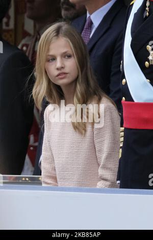 Principessa Leonor di Spagna partecipa alla Parata militare della Giornata Nazionale il 12 ottobre 2019 a Madrid (Foto di Oscar Gonzalez/NurPhoto) Foto Stock