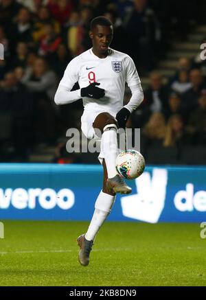 Eddie Nketiah d'Inghilterra U21s durante la UEFA under 21 qualificatori di campionato tra Inghilterra under 21 e Austria under 21 allo Stadio MK di Milton Keynes, Inghilterra il 15 ottobre 2019 (Photo by Action Foto Sport/NurPhoto) Foto Stock