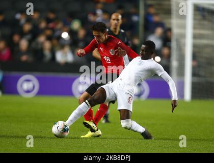 Eddie Nketiah d'Inghilterra U21s durante la UEFA under 21 qualificatori di campionato tra Inghilterra under 21 e Austria under 21 allo Stadio MK di Milton Keynes, Inghilterra il 15 ottobre 2019 (Photo by Action Foto Sport/NurPhoto) Foto Stock