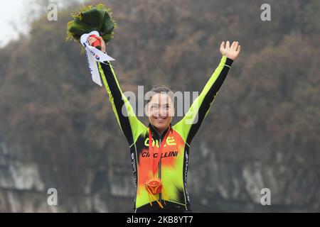 Chloe Hosking (Ale Cipollini) - il vincitore del concorso finale del 2019 - il Cycling Tour de Guangxi 2019, Women's World Tour Race, una gara del 145,8km da Guilin a Guilin. Martedì 22 ottobre 2019, a Guilin, nella regione di Guangxi, Cina. (Foto di Artur Widak/NurPhoto) Foto Stock