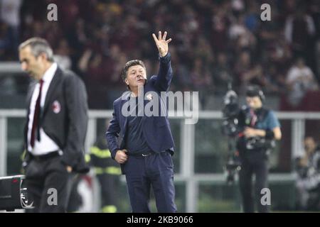 L'allenatore di Torino Walter Mazzarri gesta durante la Serie A Football Match n.5 TORINO - MILANO il 26 settembre 2019 allo Stadio Olimpico Grande Torino di Torino, Piemonte, Italia. Risultato finale: Torino-Milano 2-1. (Foto di Matteo Bottanelli/NurPhoto) Foto Stock