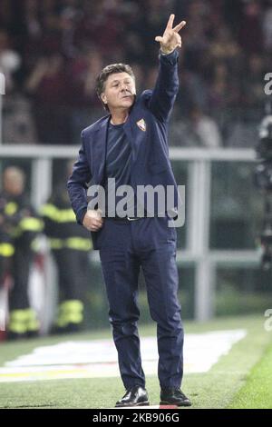 L'allenatore di Torino Walter Mazzarri gesta durante la Serie A Football Match n.5 TORINO - MILANO il 26 settembre 2019 allo Stadio Olimpico Grande Torino di Torino, Piemonte, Italia. Risultato finale: Torino-Milano 2-1. (Foto di Matteo Bottanelli/NurPhoto) Foto Stock