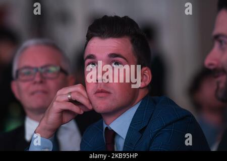 Mads Pedersen, pilota professionistico danese per il Team Trek–Segafredo, vincitore del World Road Race Elite Men Championships 2019, visto durante il Gala ciclistico UCI 5th a Guilin. Martedì 22 ottobre 2019, a Guilin, nella regione di Guangxi, Cina. (Foto di Artur Widak/NurPhoto) Foto Stock