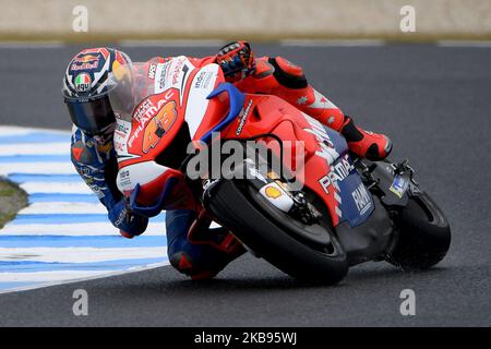 Jack Miller d'Australia cavalca la moto Pramac Racing durante le prove per la MotoGP Australiana al circuito del Gran Premio di Phillip Island il 25 ottobre 2019 a Phillip Island, Australia (Foto di Morgan Hancock/NurPhoto) Foto Stock