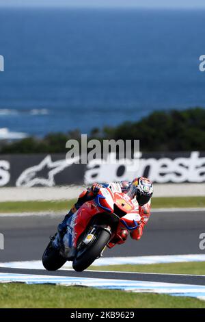 Jack Miller d'Australia cavalca la moto Pramac Racing durante le prove per la MotoGP Australiana al circuito del Gran Premio di Phillip Island il 25 ottobre 2019 a Phillip Island, Australia (Foto di Morgan Hancock/NurPhoto) Foto Stock