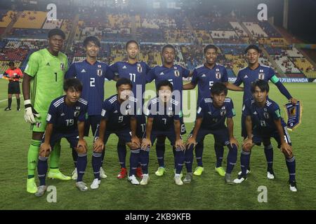 La formazione iniziale del Giappone prima della Coppa del mondo FIFA U-17 Brazil 2019 gruppo D partita tra Stati Uniti e Giappone a Estadio Kleber Andrade il 30 ottobre 2019 a Vitoria, Brasile. (Foto di Gilson Borba/NurPhoto) Foto Stock