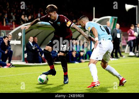 Sofian Kiyine (US Salernitana) durante il calcio italiano Serie B US Salernitana contro Virtus Entella - Serie B allo stadio Arechi di Salerno il 02 novembre 2019 (Foto di Paolo Manzo/NurPhoto) Foto Stock