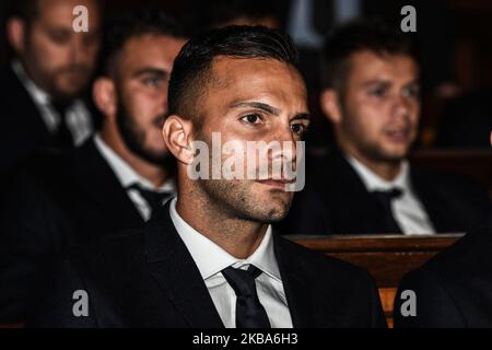 Luca Ficarrotta durante la visita ufficiale al Palazzo delle Aquile con il sindaco di Palermo Leoluca Orlando e il consiglio comunale. Palermo 5 novembre 2019. (Foto di Francesco Militello Mirto/NurPhoto) Foto Stock