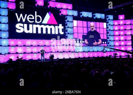 Il CTO di Amazonâ Werner Vogels interviene durante la conferenza annuale sulla tecnologia del Web Summit che si terrà a Lisbona, in Portogallo, il 6 novembre 2019. (Foto di Pedro FiÃºza/NurPhoto) Foto Stock