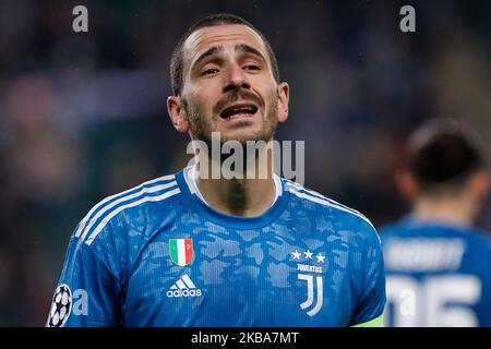 Leonardo Bonucci della Juventus reagisce durante la partita UEFA Champions League Group D tra Lokomotiv Moskva e Juventus FC il 6 novembre 2019 alla RZD Arena di Mosca, Russia. (Foto di Mike Kireev/NurPhoto) Foto Stock