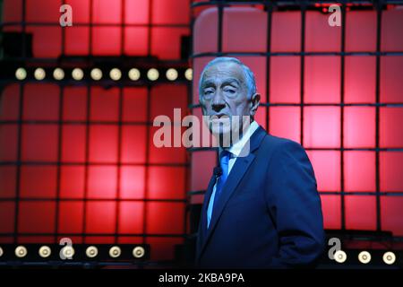 Il presidente portoghese Marcelo Rebelo de Sousa ha tenuto un discorso durante la cerimonia di chiusura della conferenza annuale sulla tecnologia del Web Summit che si terrà a Lisbona, in Portogallo, il 7 novembre 2019. (Foto di Rita Franca/NurPhoto) Foto Stock