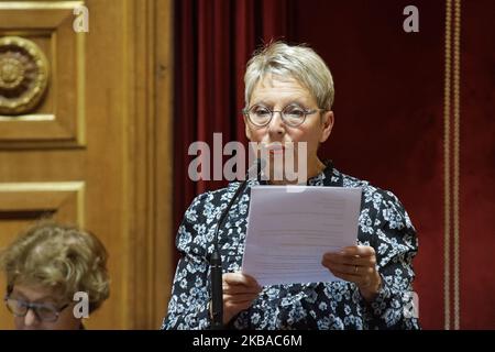 Il senatore Perrot Evelyne partecipa ad una sessione di interrogazioni al governo al Senato il 06 ottobre 2019 a Parigi, Francia. (Foto di Daniel Pier/NurPhoto) Foto Stock