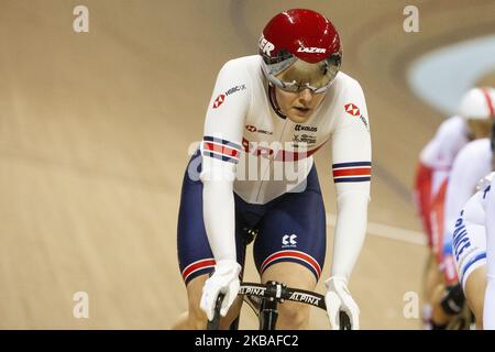 Katy Marchant di Gran Bretagna in azione durante il Keirin femminile al Sir Chris Hoy Velodrome il secondo giorno della UCI Track Cycling World Cup il 9 novembre 2019 a Glasgow, Scozia. (Foto di Ewan Bootman/NurPhoto) Foto Stock