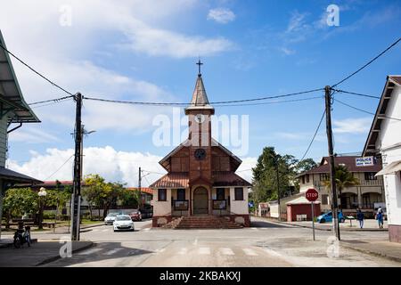 Saint-Laurent-du-Maroni, Francia, 4 luglio 2019. Chiesa di San Lorenzo a Saint-Laurent-du-Maroni. (Foto di Emeric Fohlen/NurPhoto) Foto Stock