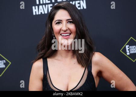 SANTA MONICA, LOS ANGELES, CALIFORNIA, USA - NOVEMBRE 10: L'attrice D'Arcy Caren indossando Maria Lucia Hohan arriva al 2019 e! People's Choice Awards si è tenuto al Barker Hangar il 10 novembre 2019 a Santa Monica, Los Angeles, California, Stati Uniti. (Foto di Xavier Collin/Image Press Agency/NurPhoto) Foto Stock