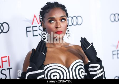 HOLLYWOOD, LOS ANGELES, CALIFORNIA, USA - 14 NOVEMBRE: La cantante/attrice Janelle Monae arriva all'AFI FEST 2019 - Opening Night Gala - Premiere of Universal Pictures 'Queen and Slim' tenuto al TCL Chinese Theatre IMAX il 14 novembre 2019 a Hollywood, Los Angeles, California, Stati Uniti. (Foto di Xavier Collin/Image Press Agency/NurPhoto) Foto Stock