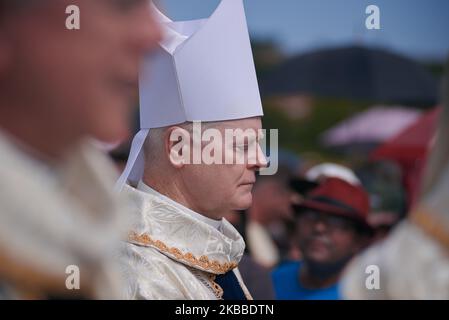 Odilo Scherer durante la cerimonia di beatificazione del sacerdote Donizetti Tavares de Lima, a Tambau, San Paolo, Brasile, il 23 novembre 2019. Oltre 300 religiosi partecipano alla celebrazione che formalizza la beatificazione del sacerdote annunciata da Papa Francesco nell'aprile di quest'anno. Nato nel 1882 a Cassia, nel sud dello stato di Minas Gerais, visse fino alla sua morte nel 1961 a Tambau. La guarigione del ragazzo Bruno Henrique Arruda de Oliveira, nato con deformità ai piedi, fu riconosciuta come miracolosa dal Vaticano (Foto di Igor do vale/NurPhoto) Foto Stock