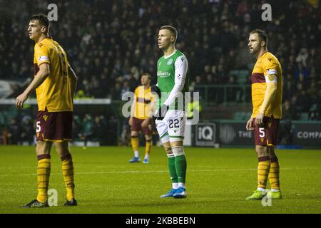 Florian Kamberi di Hibernian durante la partita della Premier League scozzese tra Hibernian e Motherwell a Easter Road il 23 novembre 2019 a Edimburgo, Scozia. (Foto di Ewan Bootman/NurPhoto) Foto Stock