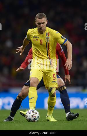 George Puscas (Reading FC) della Romania durante il qualificatore UEFA euro 2020 tra Spagna e Romania il 18 novembre 2019 a Madrid, Spagna. (Foto di Jose Breton/Pics Action/NurPhoto) Foto Stock