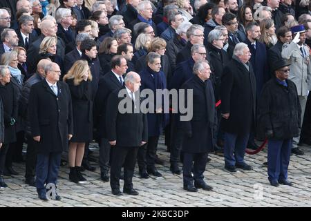 (2nd row from C to L) French former president Nicolas Sarkozy, French former president Francois Hollande and French Justice Minister Nicole Belloubet attend a tribute ceremony on December 2, 2019 at the Invalides monument, in Paris, for the 13 French soldiers killed in Mali. In its biggest military funeral in decades, France is honoring 13 soldiers killed when their helicopters collided over Mali while on a mission fighting extremists affiliated with the Islamic State group. (Photo by Michel Stoupak/NurPhoto) Stock Photo