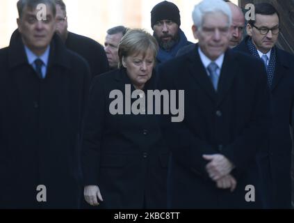 Angela Merkel, Cancelliere della Germania, durante la sua visita nel campo di concentramento e sterminio nazista Auschwitz I. venerdì 6 dicembre 2019, nel campo di Auschwitz, Oswiecim, Polonia. (Foto di Artur Widak/NurPhoto) Foto Stock