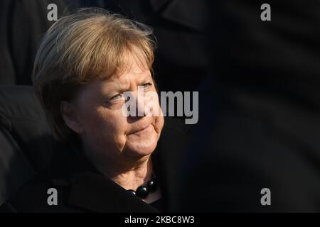 Angela Merkel, cancelliere della Germania, ha visto durante la sua visita al campo di concentramento e sterminio nazista Auschwitz II Birkenau. Venerdì 6 dicembre 2019, nel campo di Auschwitz, Oswiecim, Polonia. (Foto di Artur Widak/NurPhoto) Foto Stock