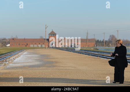 Angela Merkel, Cancelliere della Germania, durante la sua visita al campo di concentramento nazista di Auschwitz II Birkenau. Venerdì 6 dicembre 2019, nel campo di Auschwitz, Oswiecim, Polonia. (Foto di Artur Widak/NurPhoto) Foto Stock