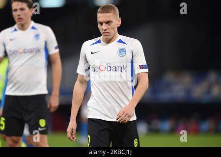 Casper de Norre di KRC Genk durante la partita della UEFA Champions League tra SSC Napoli e KRC Genk allo Stadio San Paolo Napoli Italia il 10 dicembre 2019. (Foto di Franco Romano/NurPhoto) Foto Stock