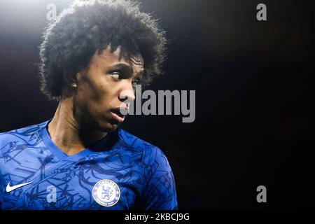 Chelsea centrocampista Willian (10) durante la partita H del gruppo UEFA Champions League Chelsea FC - Lille OSC, il 10 dicembre 2019 a Londra, Gran Bretagna. (Foto di Jakub Porzycki/NurPhoto) Foto Stock