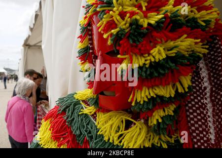 (File image - Un carito di Podence) il Portugal Caretos di Podence dichiarato patrimonio culturale immateriale dell'umanità dall'UNESCO. La decisione è stata annunciata all'Assemblea Generale della Convenzione per la salvaguardia dei Beni culturali immateriali, a Bogotà, in Colombia, il 12 dicembre 2019. Nel villaggio di Podence, vicino a Macedo de Cavaleiros, Portogallo settentrionale, il Carnevale è uno degli eventi più importanti del calendario annuale. È quando i famosi volti del potere appaiono sulle strade, figure diaboliche che in questo periodo dell'anno si mostrano. (Foto di Pedro Fiuza/Xinhua) (Foto b Foto Stock