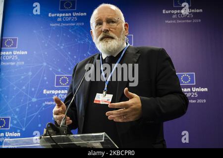 Franz Timmermans (Commissione europea) il giorno 12 del vertice del COP25 a Madrid, Spagna, il 12 dicembre 2019. (Foto di Rita Franca/NurPhoto) Foto Stock